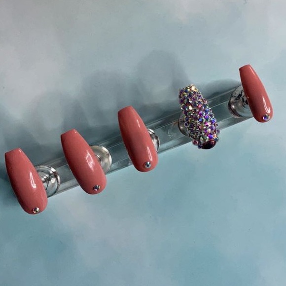 Handmade Pink and mauve nail set- press-on nails - Picture 3 of 4